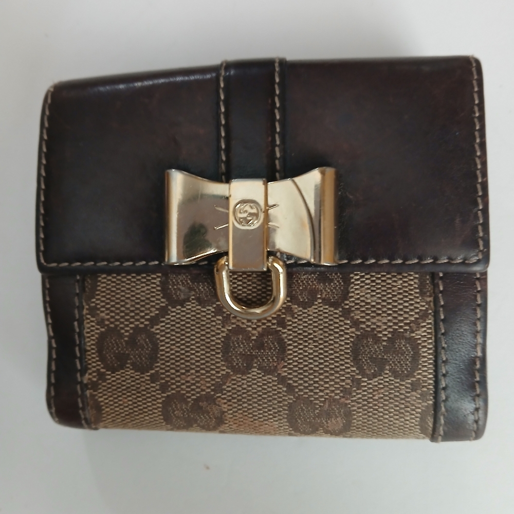 Gucci GG Monogram Wallet with Bow Accent